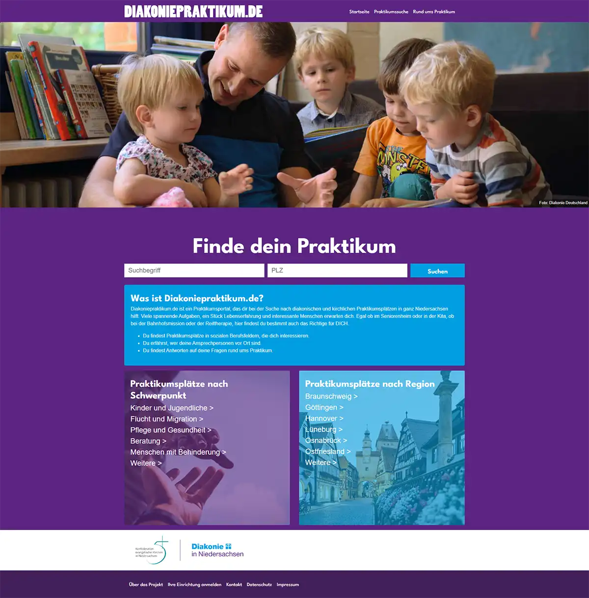 Diakonie Praktikum website